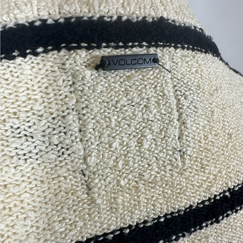 Volcom So Far So Good Black and Cream Striped Long Sleeve Sweater Dress - Picture 6 of 9